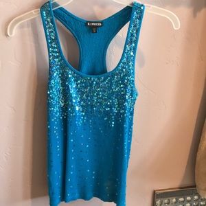 Express blue Sequined racer back tank